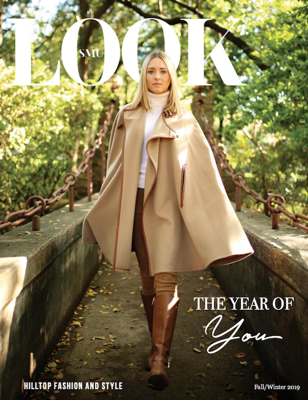 SMU Look Magazine Cover - Woman in tan Fall outfit in nature