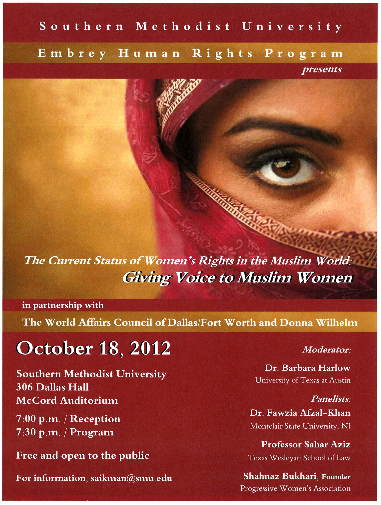 Experts To Discuss Current Status Of Women S Rights In The Muslim World Smu