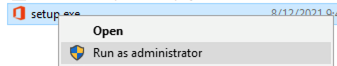Screenshot of the Run as Administrator option in Windows.