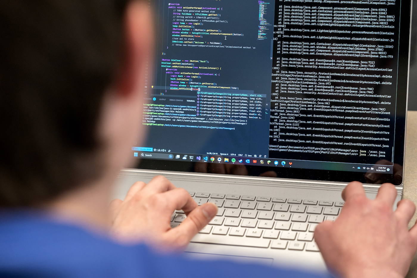 Student working at computer