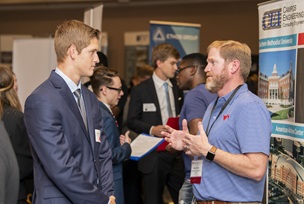 SMU Students networking in business professional attire at SMU event