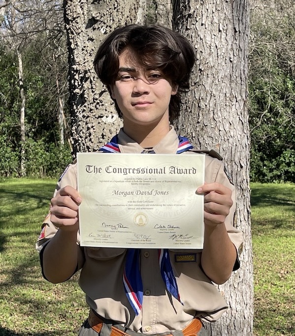 Morgan Jones and Congressional Award Certificate
