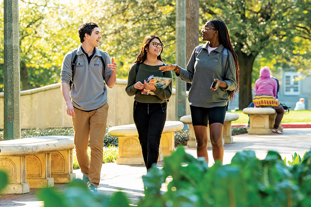 Students walking on campus