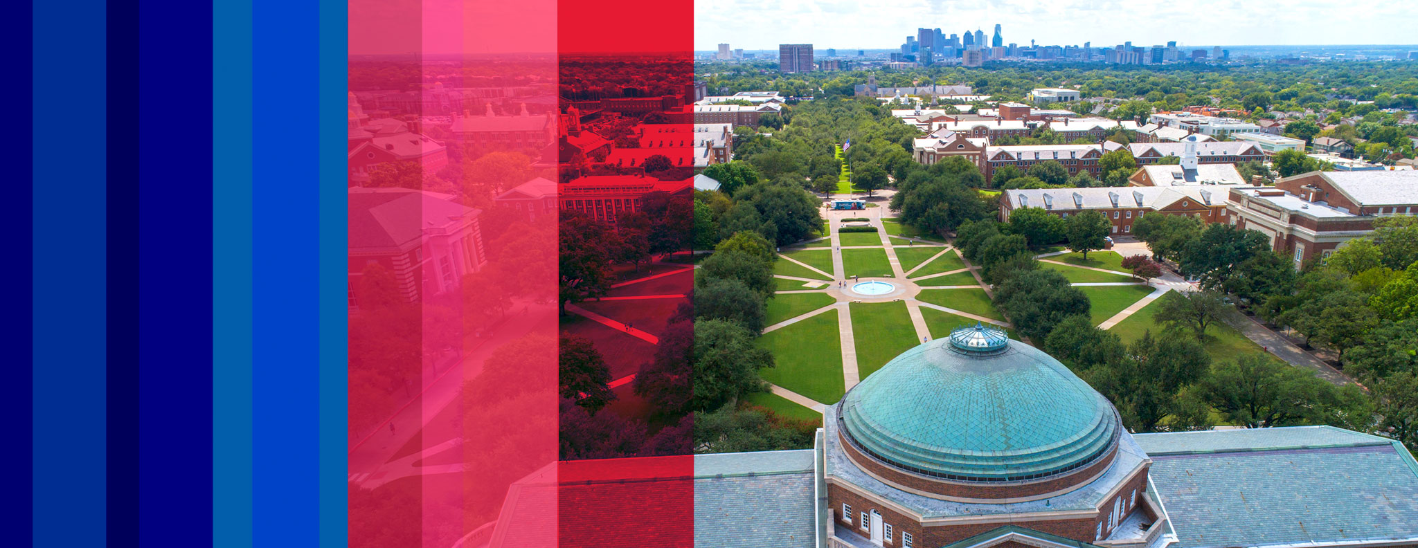 Campus arial shot with skyline