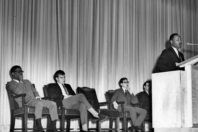 Martin Luther King Junior visits SMU at McFarlin Auditoirum 1966