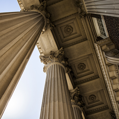 detail image of columns on SMU campus building