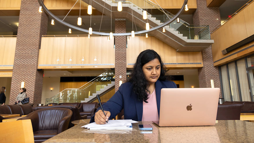 student at computer