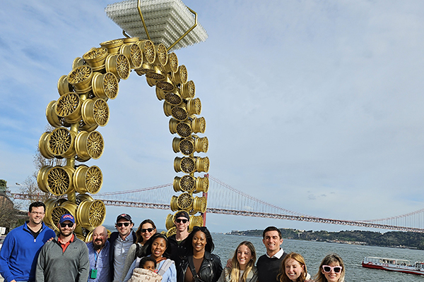 Photo of students at sculpture in Portugal