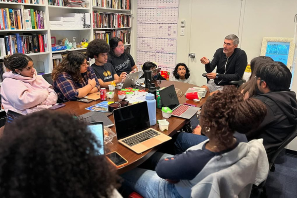 Dr. Brad Klein speaking with Human Rights program students.