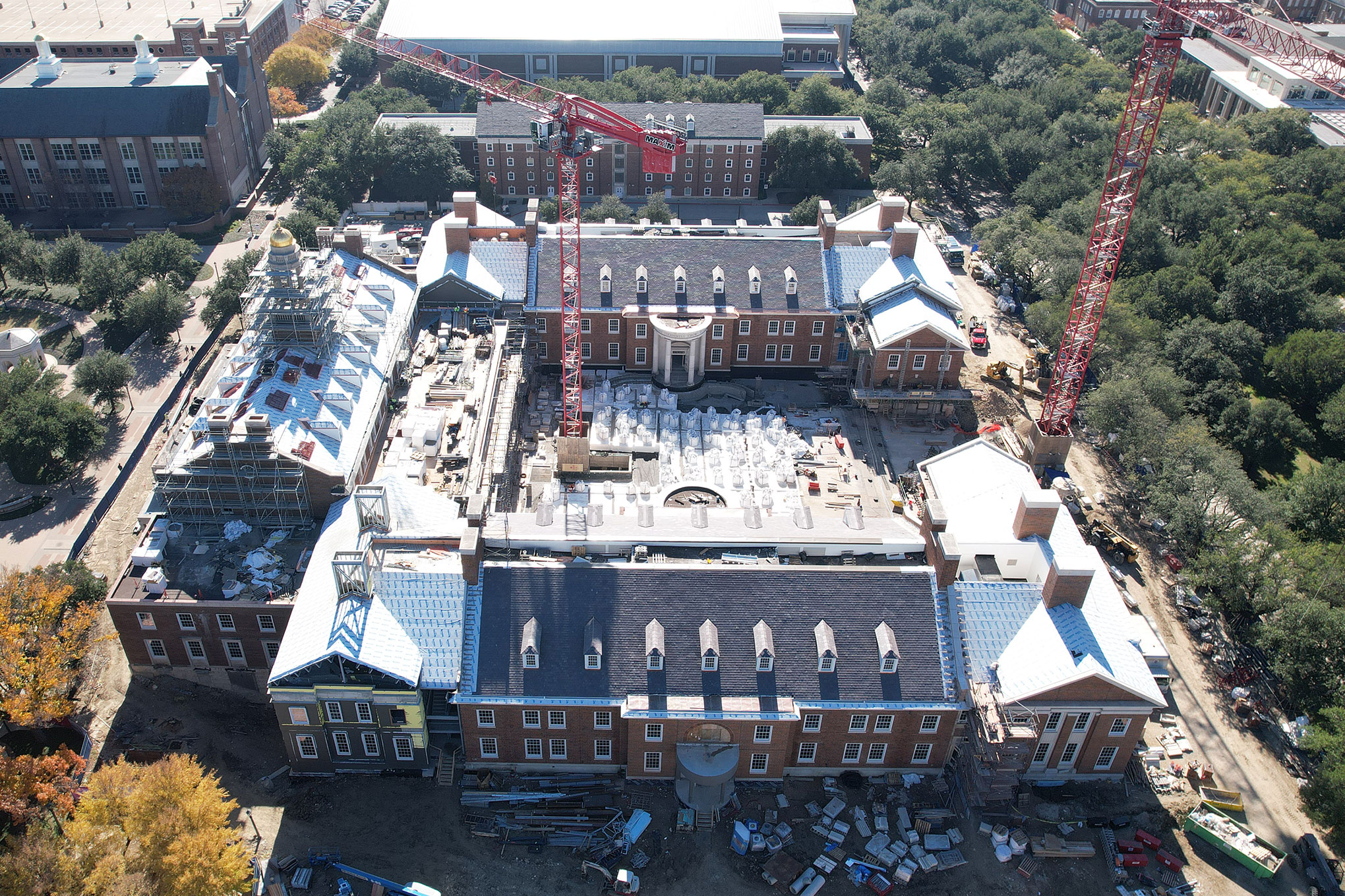 Aerial shot of construction at David B. Miller Business Quadrangle