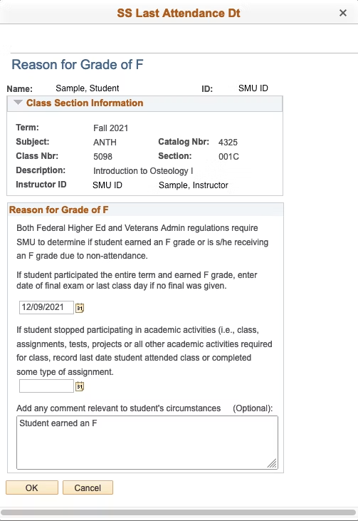 screenshot of SS Last Attendance Dt