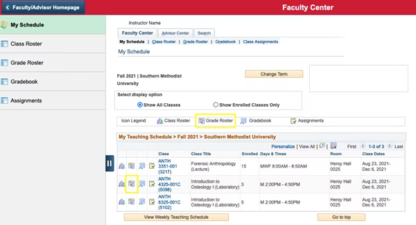 faculty center screenshot