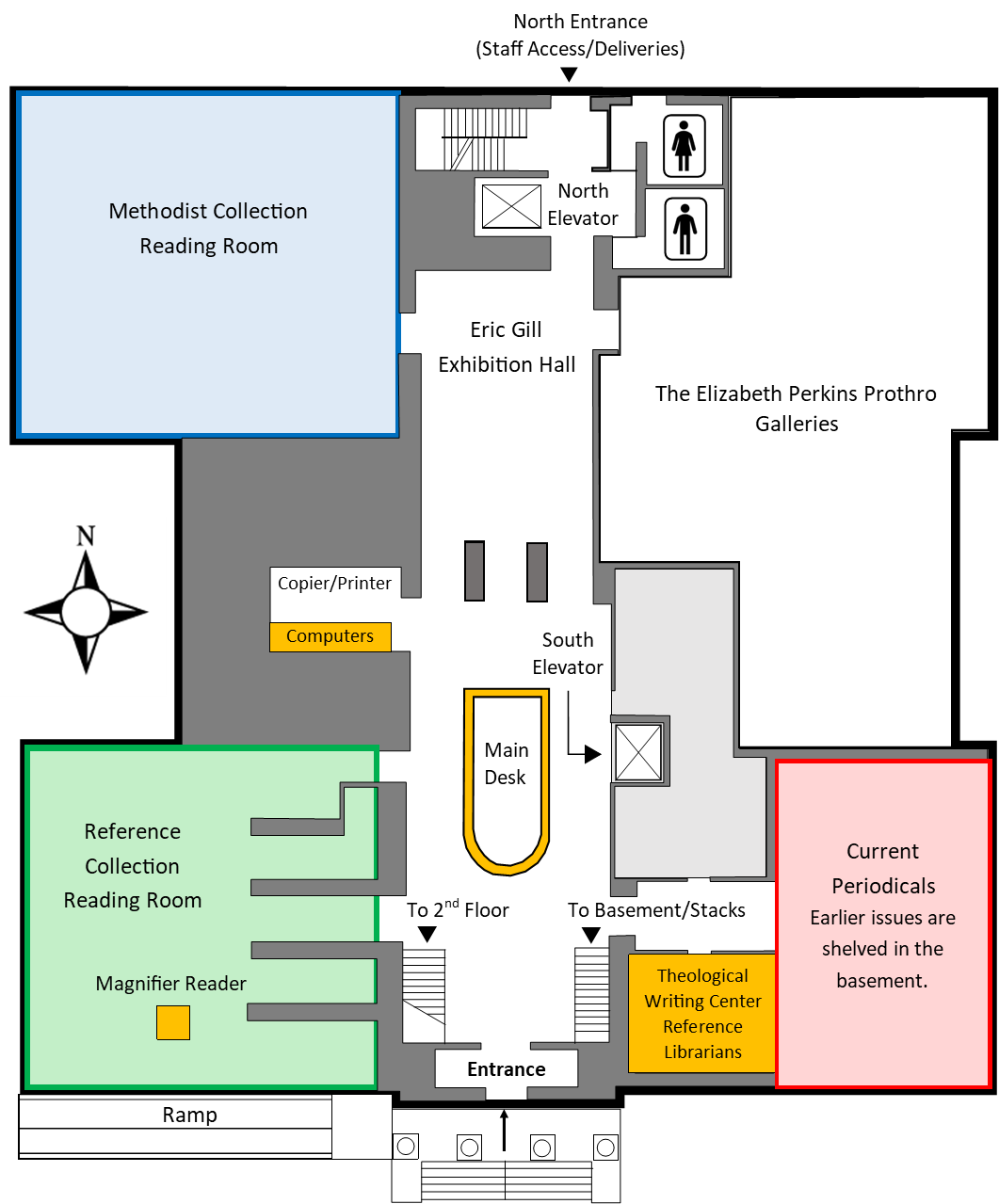 First floor plan for Bridwell Library