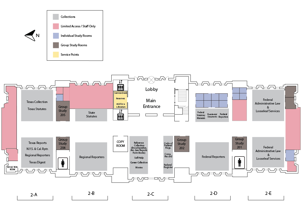 Underwood Law Library - 2nd floor map