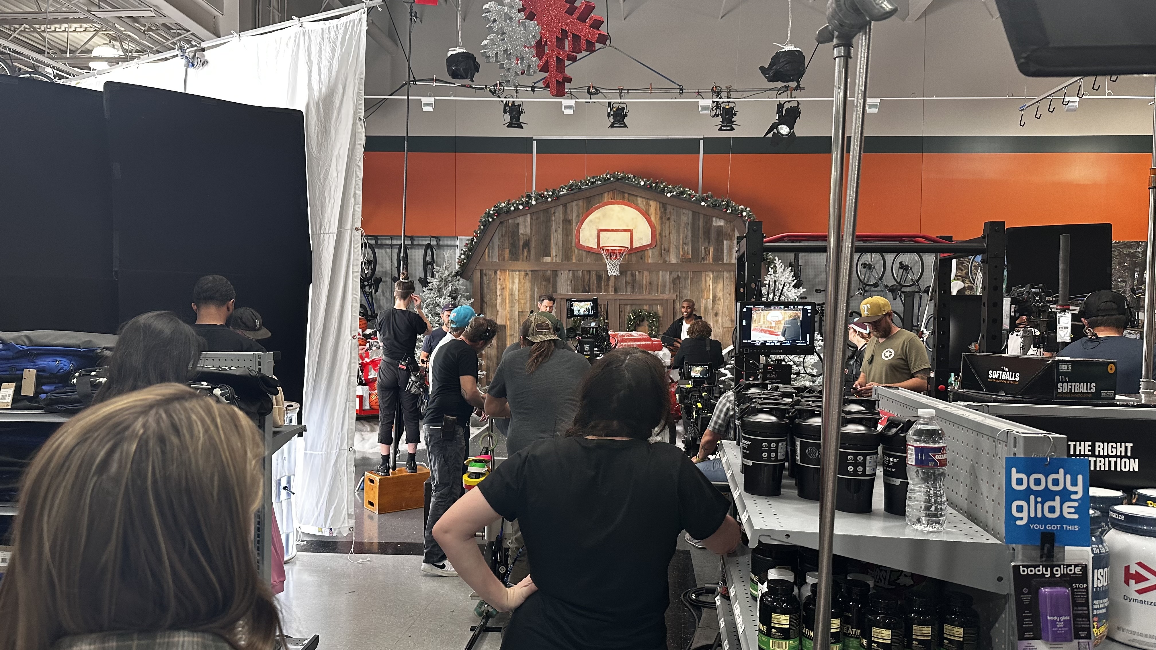 Photo of a film set with a production crew