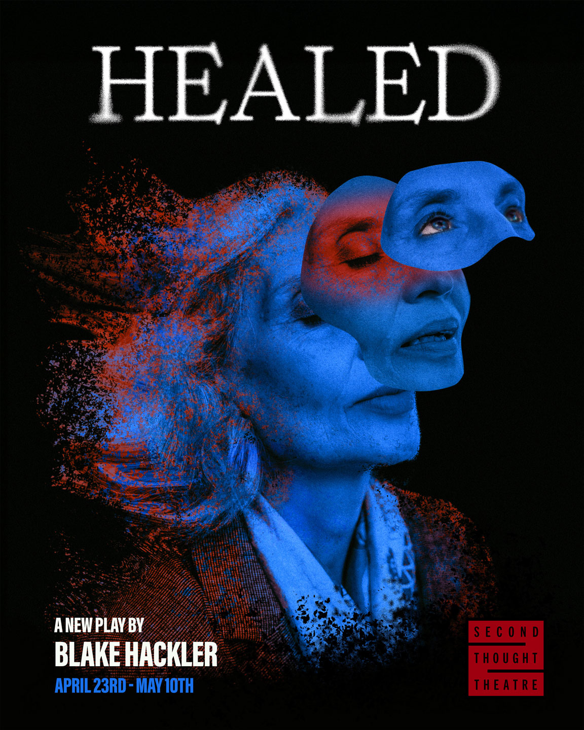 Surrealist designed poster for new play "Healed"