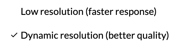 Screenshot of Apporto resolution options — Dynamic option selected. 