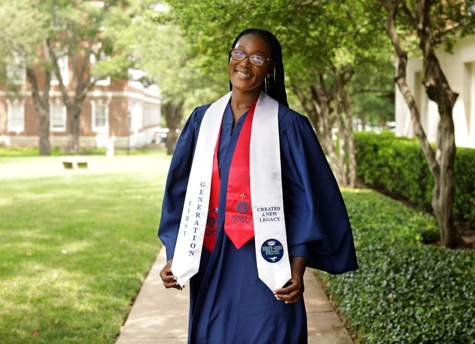 Graduating student posing