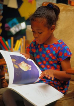 Student reading a book