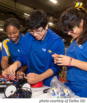 Students working on robotics project