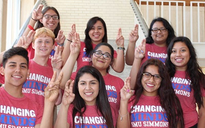 High school students in Simmons shirts