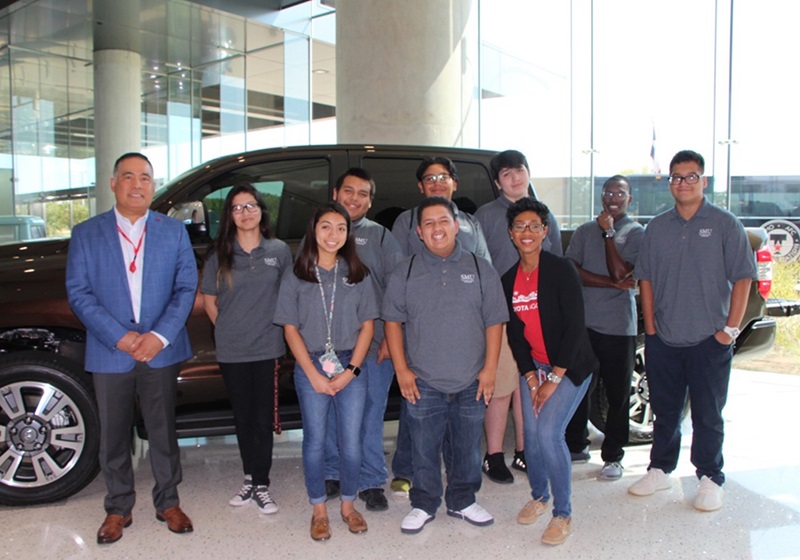 Upward Bound and Upward Bound Math Science Scholars attending Toyota Manufacturing Day event.