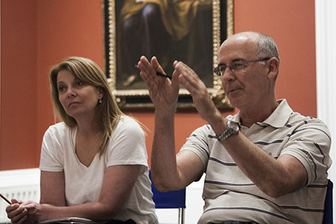 Professor discussing artwork at Meadows Museum