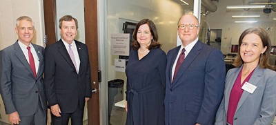 Design Lab naming ceremony with Provost Currall, President Turner, Mrs. Olamaie Fojtasek, Mr. Randall S. Fojtasek, and Dr. Paige Ware.