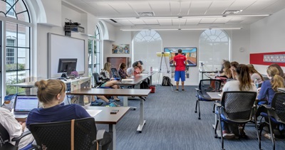 Mixed-reality instructional space, looking south.