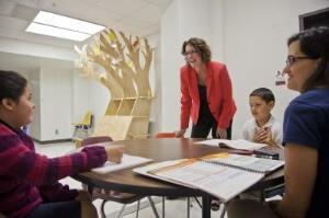 Stephanie Al Otaiba, Ph.D. with students in elementary classroom