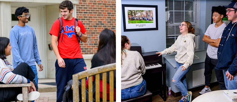 Students laughing it up in Boaz Commons