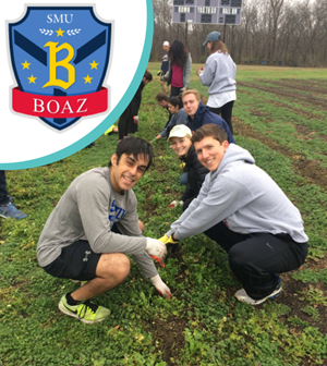 SMU students work in a garden at an Engage Dallas event