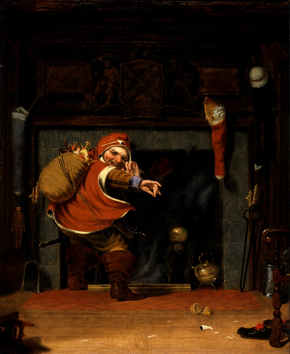 1837 oil painting of St. Nicholas by Robert Walter Weir depicts a mischievous New Year’s Eve visitor. Smithsonian American Art Museum