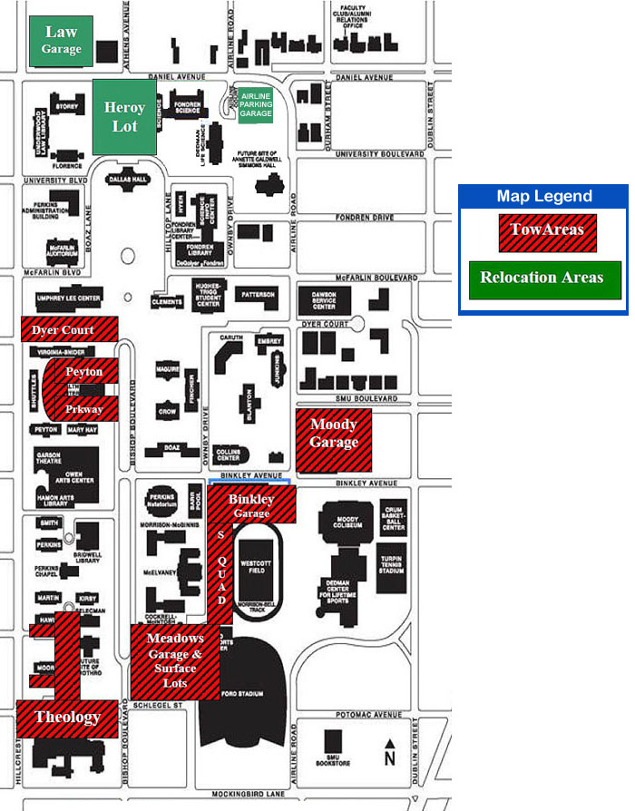 Game day parking information for students - SMU